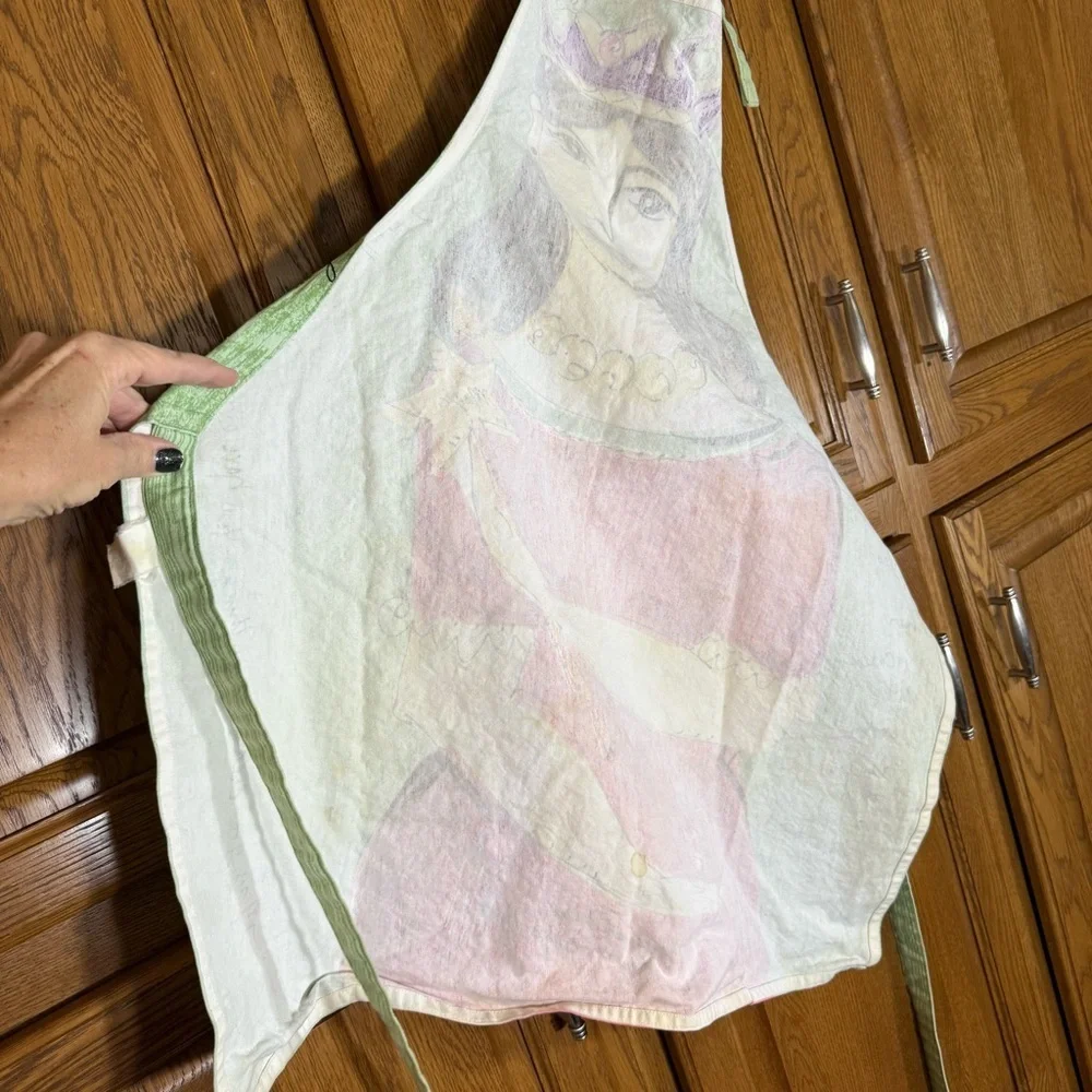 Julia Junkin Artist Apron • Rare Whimsical Queen Design • Colorful Kitchen Art